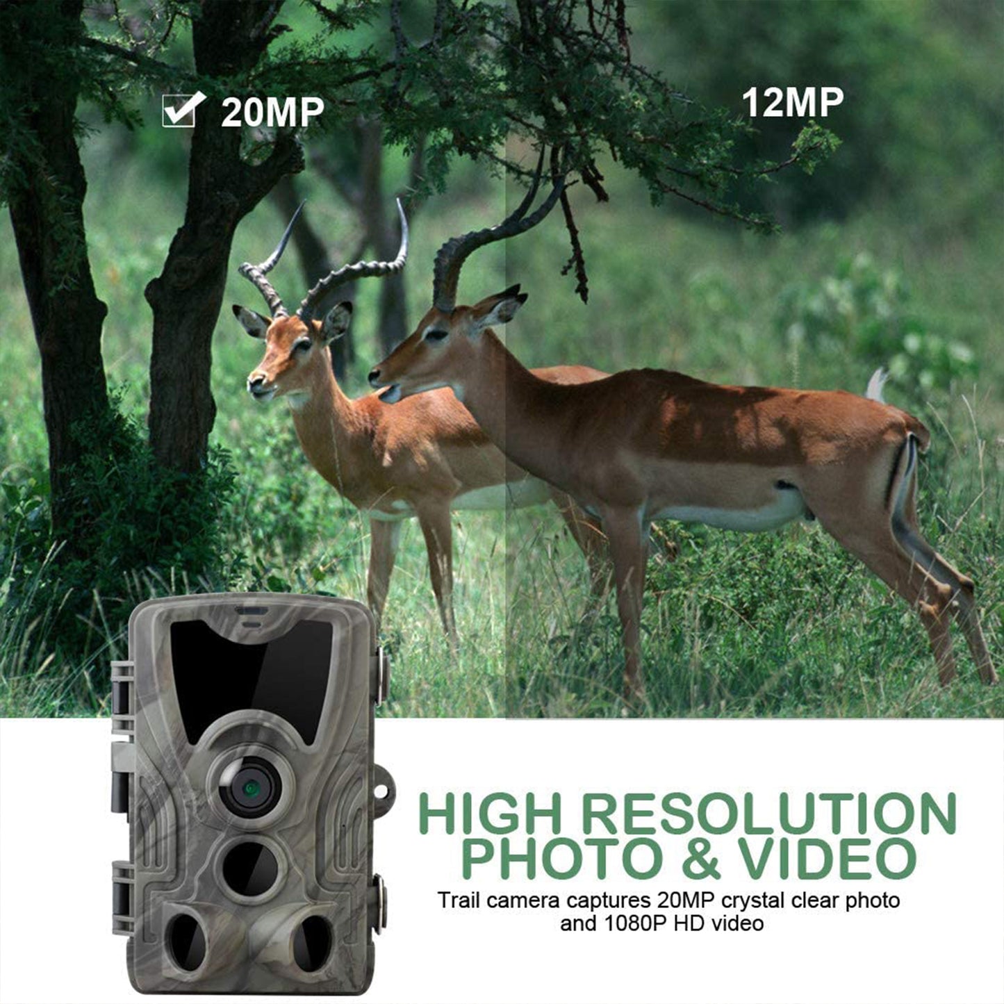 16MP 1080P Portable Taking Trail Camera Outdoor Huntings Animal Observation Monitoring Camera Photo Video Taking IP66 Waterproof